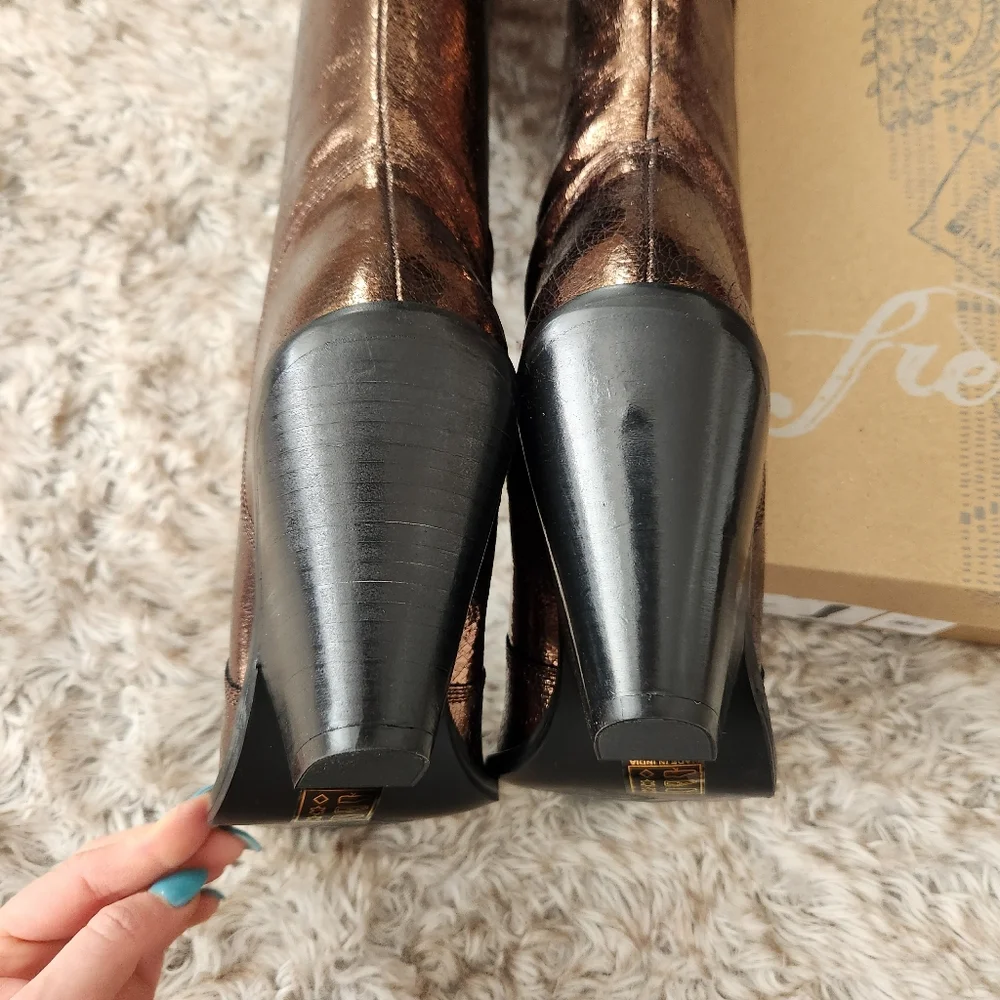 Free People Triple Crown Over the Knee Boot Bronze‎ Metallic Women's Size 8